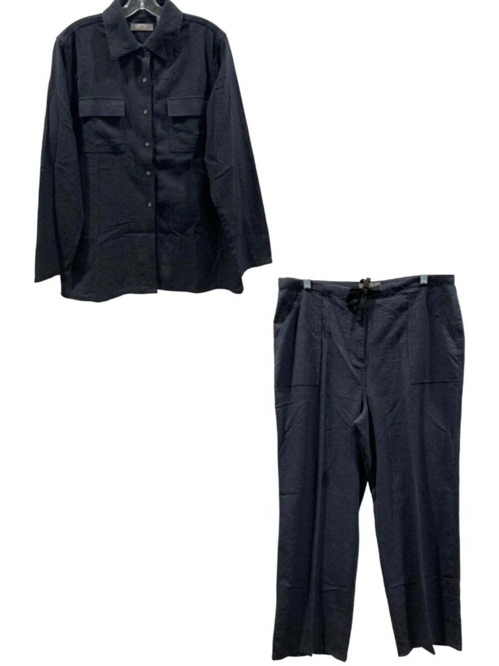 Kate Hill Whimsygoth Casual Coord Set 12 L Black Cotton Minimalist Shirt Pants
